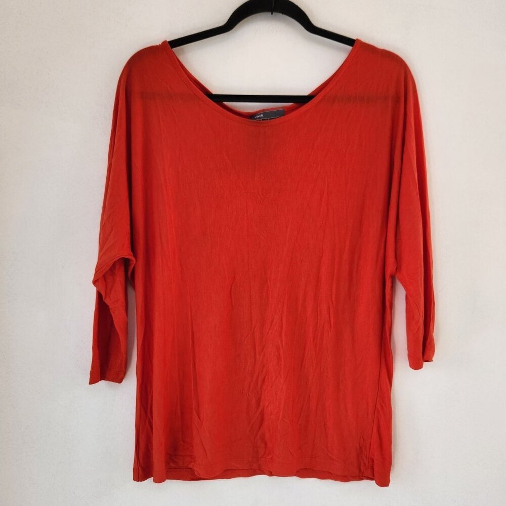 Vince Red Blouse Top Shirt Relaxed Dolman Sleeve Wardrobe Basic Women's S